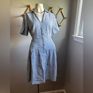 Vintage Elle Blue and white striped Midi Dress